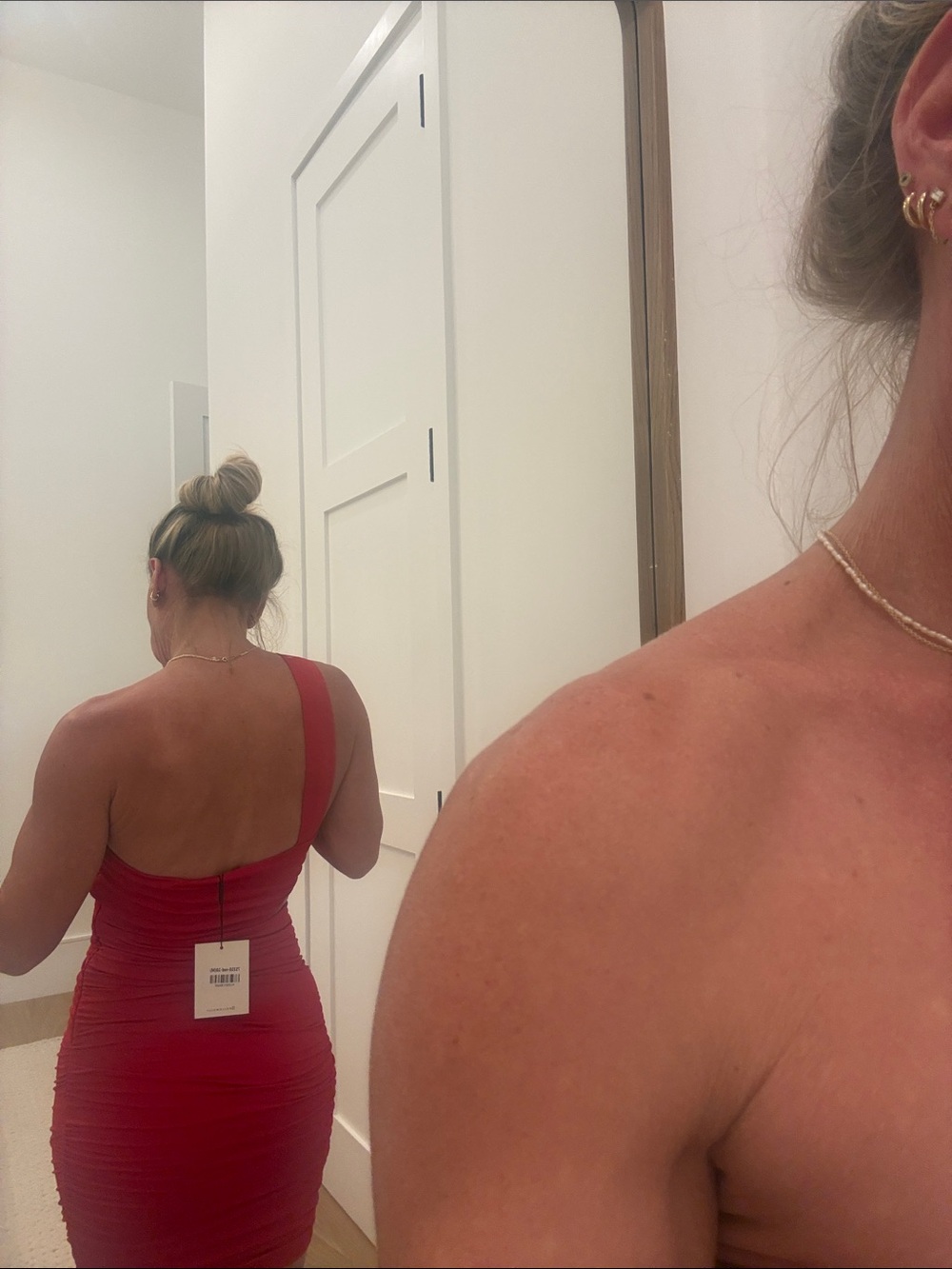 Hello Molly Red One-Shoulder Ruched Mini Dress - Picture 2 of 3